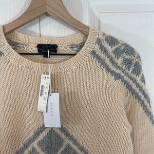 J. CREW Wool Cream/Gray Sweater